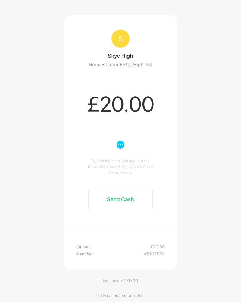 Cash App - Reminder: Skye High requested £20 on 11/03/21