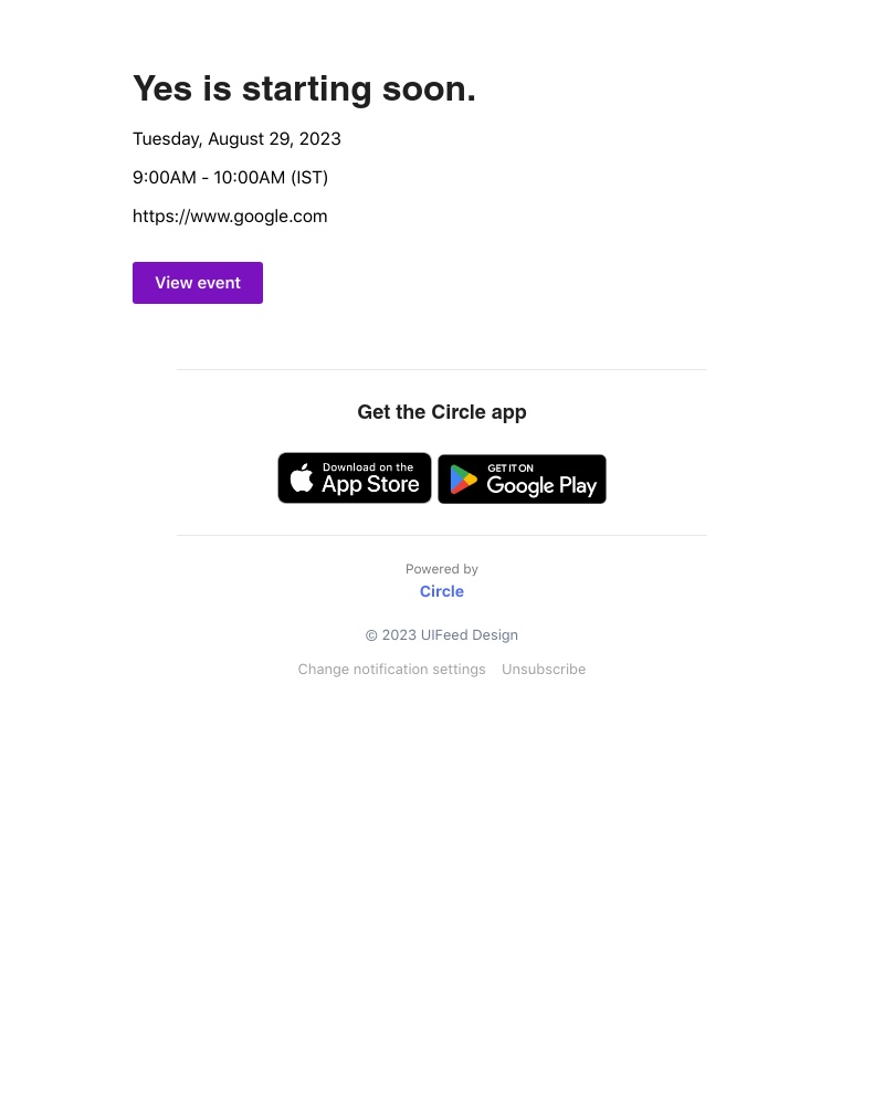 Circle - Reminder: Yes is starting soon