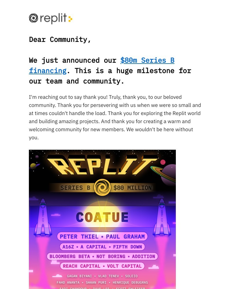 Replit - Replit is raising $80m to bring the next billion software creators online