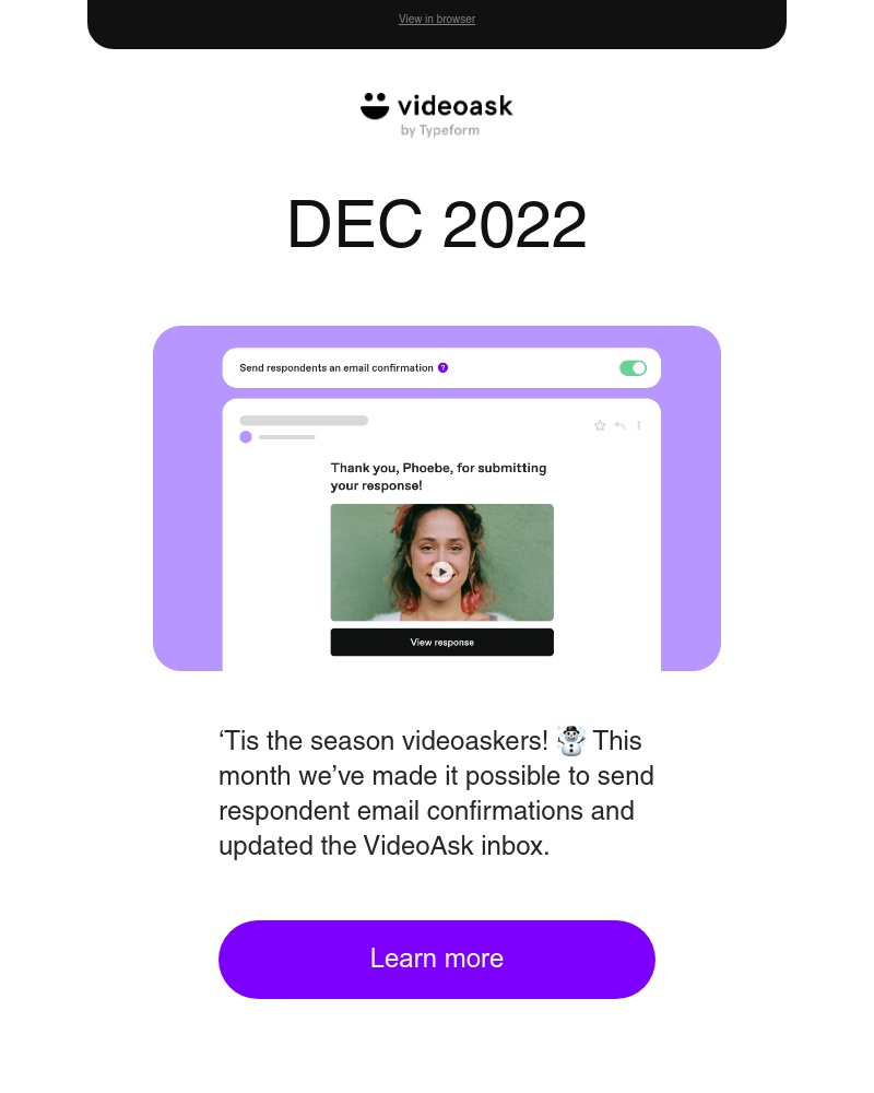 VideoAsk - 🆕 Respondent email confirmation, chronological inbox and more