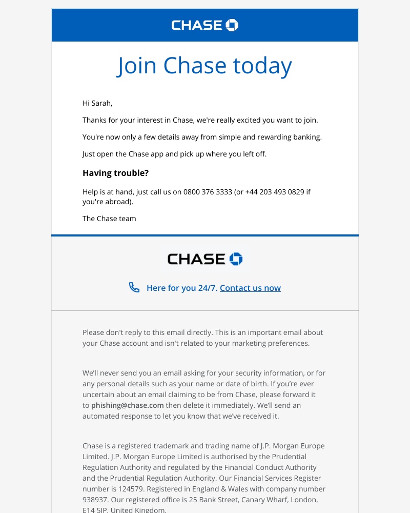 Chase - Rewarding banking awaits, Sarah
