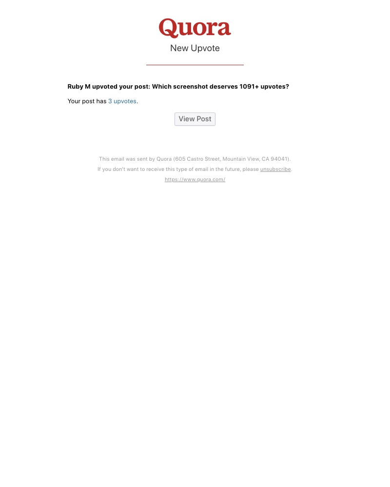 Quora - Ruby M upvoted your post: Which screenshot deserves 1091+ upvotes?