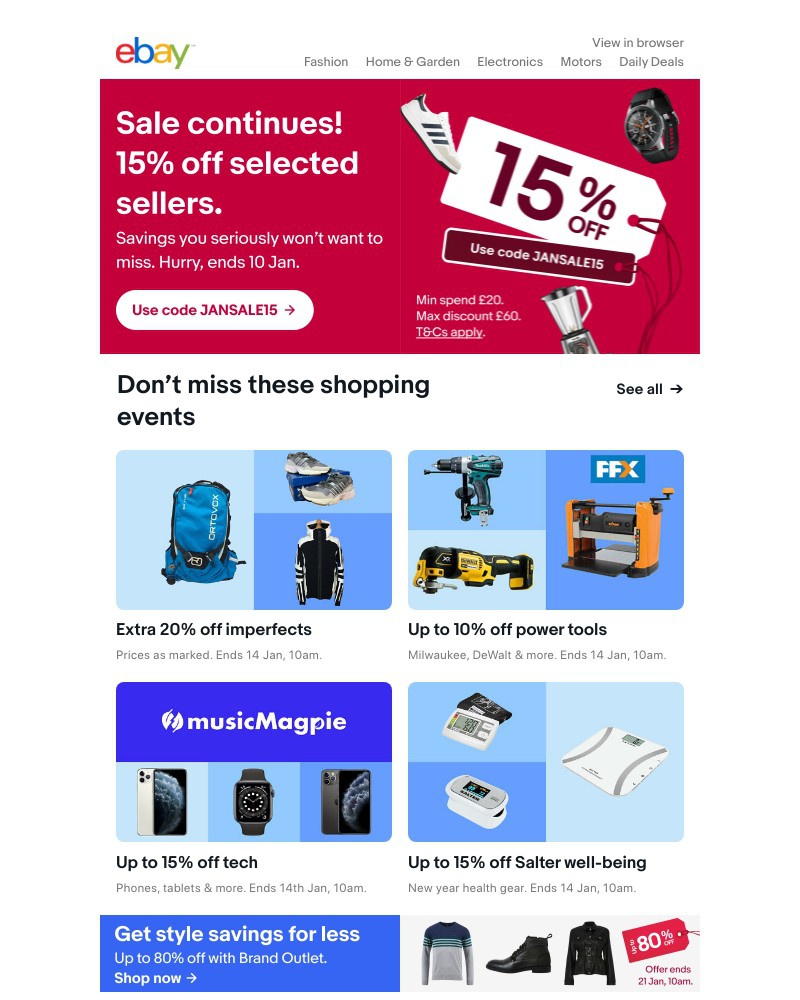eBay - 👀 🏷️ Sale continues with 15% off selected sellers!