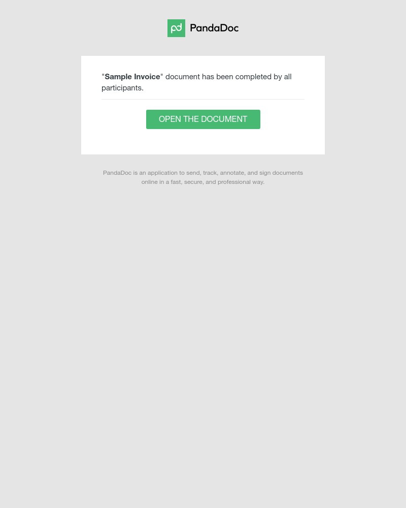 PandaDoc - "Sample Invoice" document has been completed by all participants