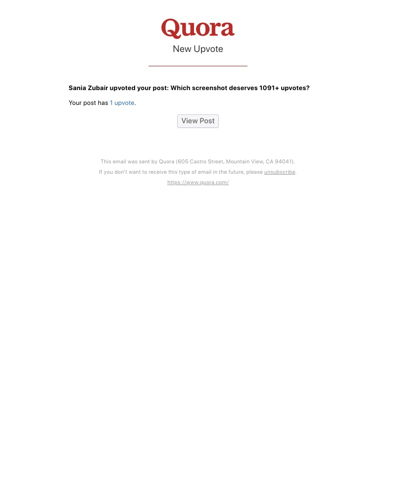 Quora - Sania Zubair upvoted your post: Which screenshot deserves 1091+ upvotes?