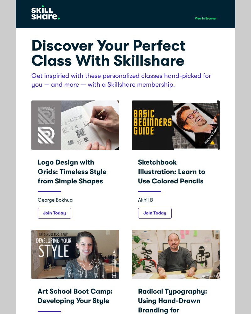 Skillshare - Sarah, check out your personalized recommendations