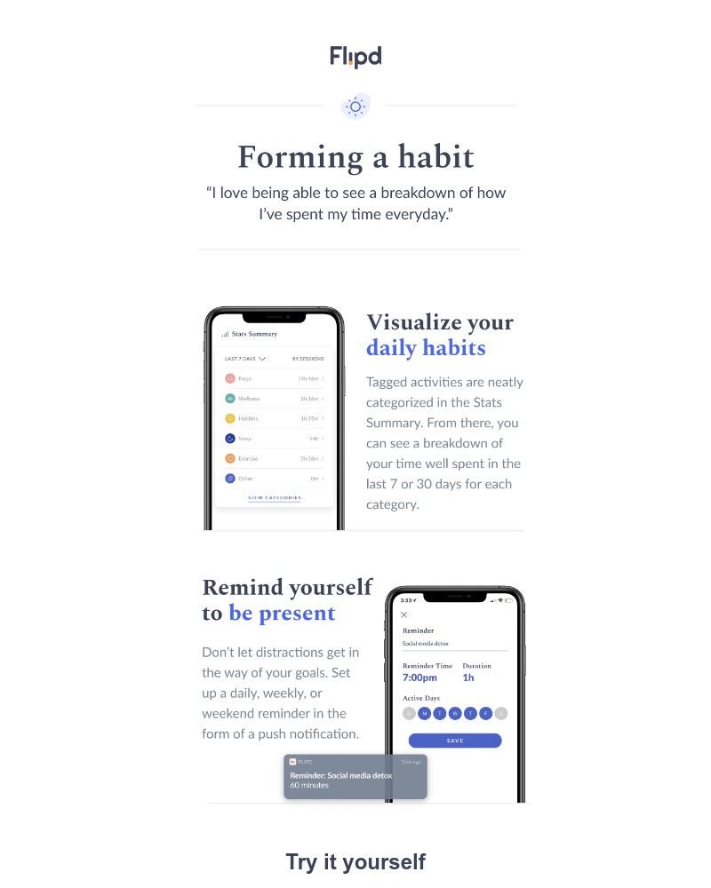 Flipd - Sarah, here's how to form a habit ✅
