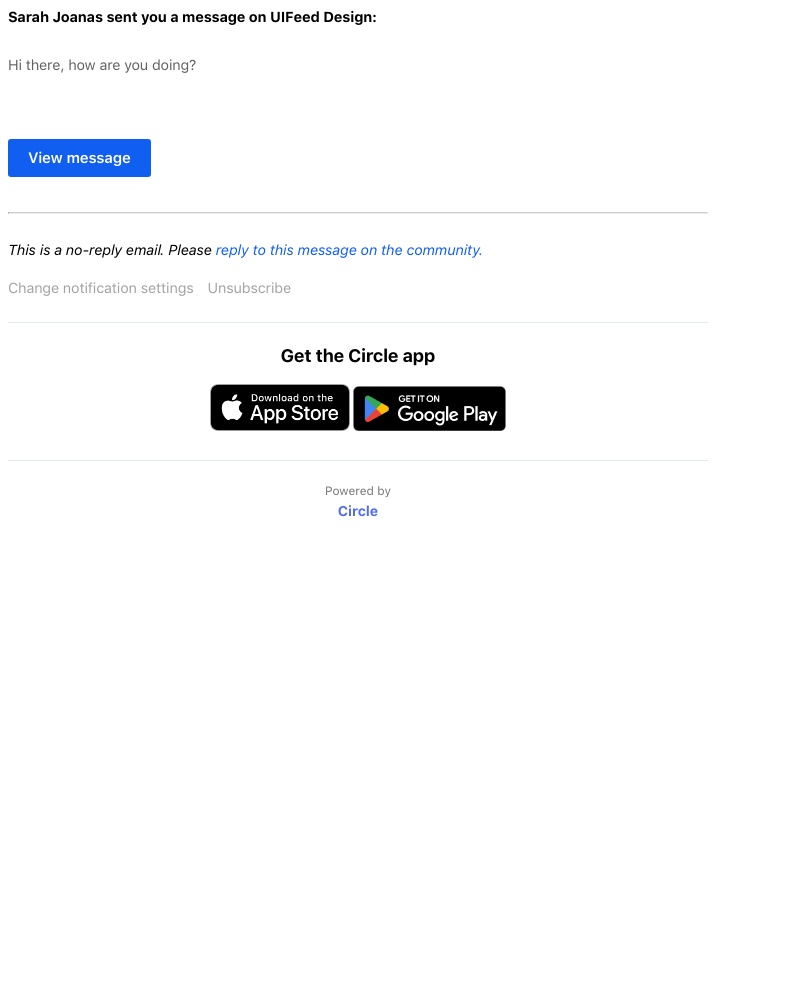 Circle - Sarah Joanas sent you a message on UIFeed Design
