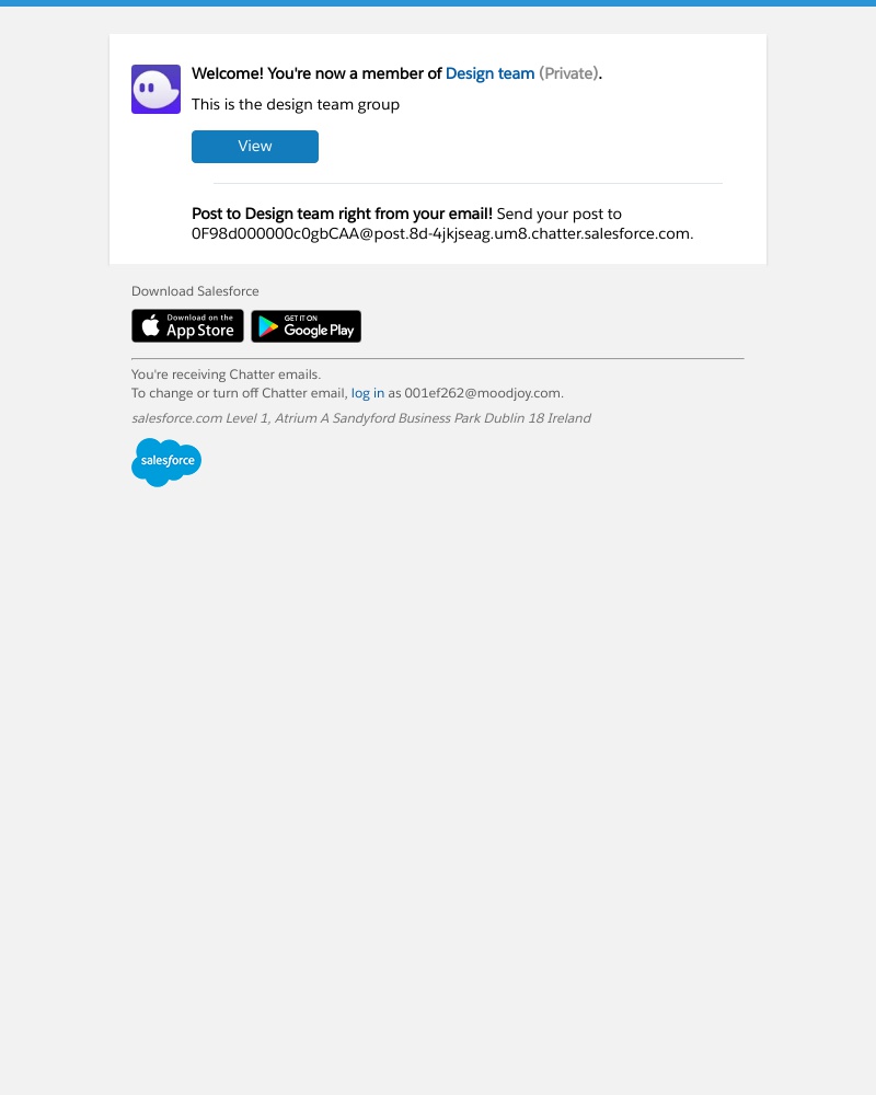 Salesforce - Sarah Jonas added you to the group Design team