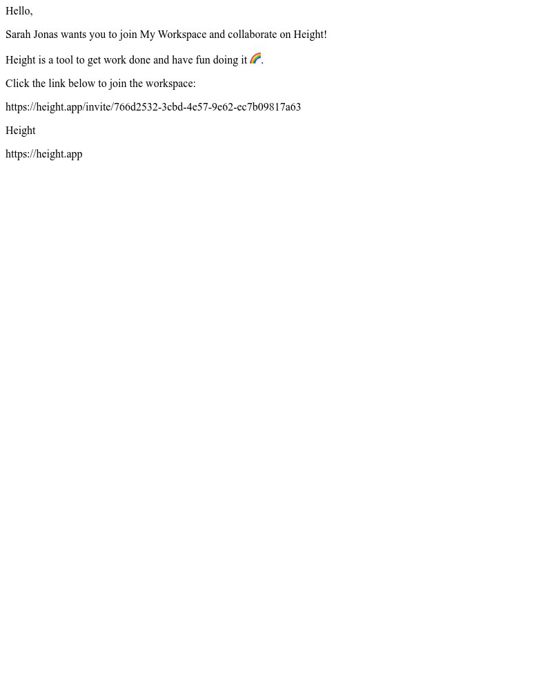 Height - 👋 Sarah Jonas invited you to join My Workspace