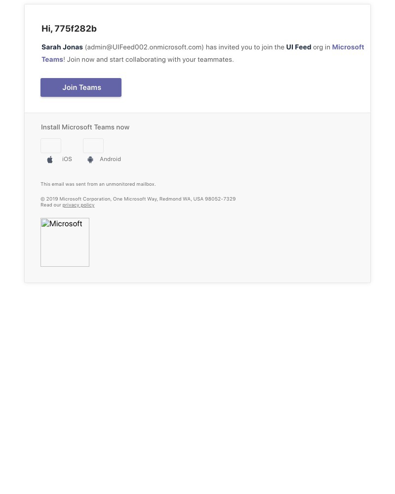 Microsoft Teams - Sarah Jonas invited you to UI Feed in Microsoft Teams