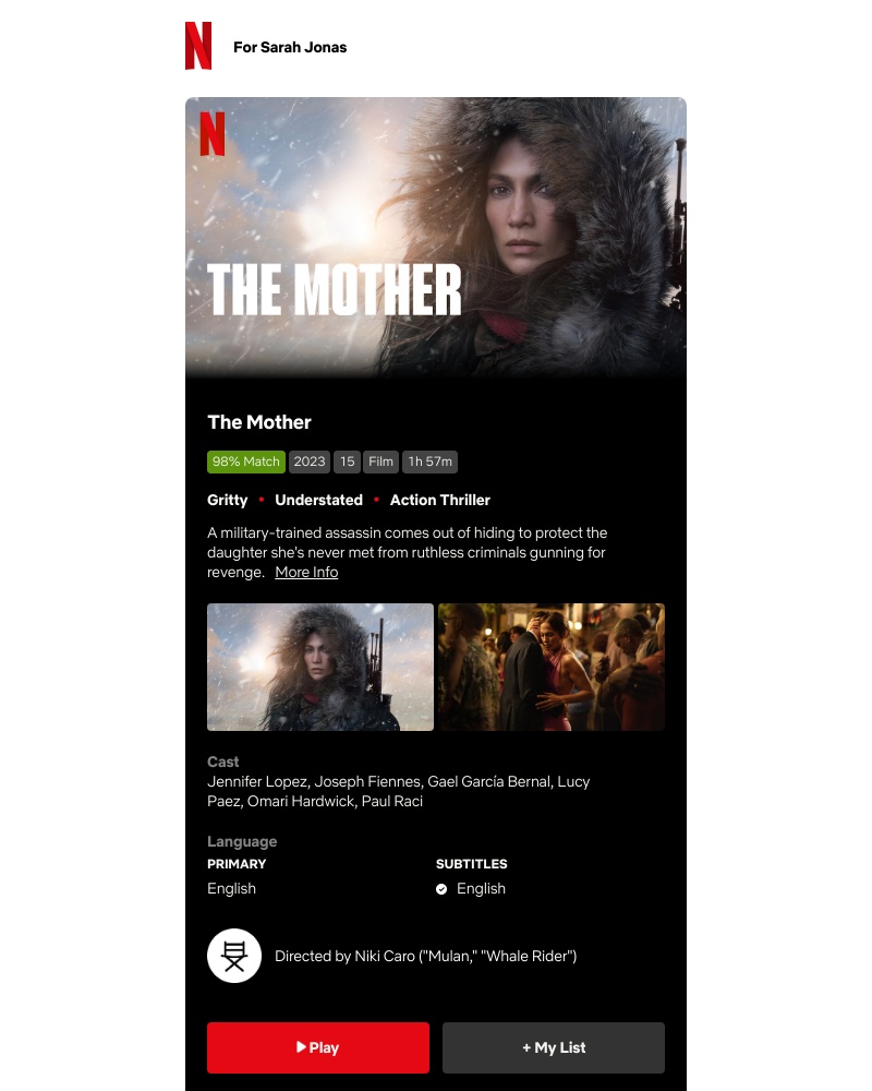 Netflix - Sarah Jonas, we've just added a film you might like