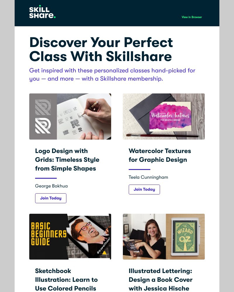 Skillshare - Sarah, Personal Class Recommendations to Keep Your Creativity Going