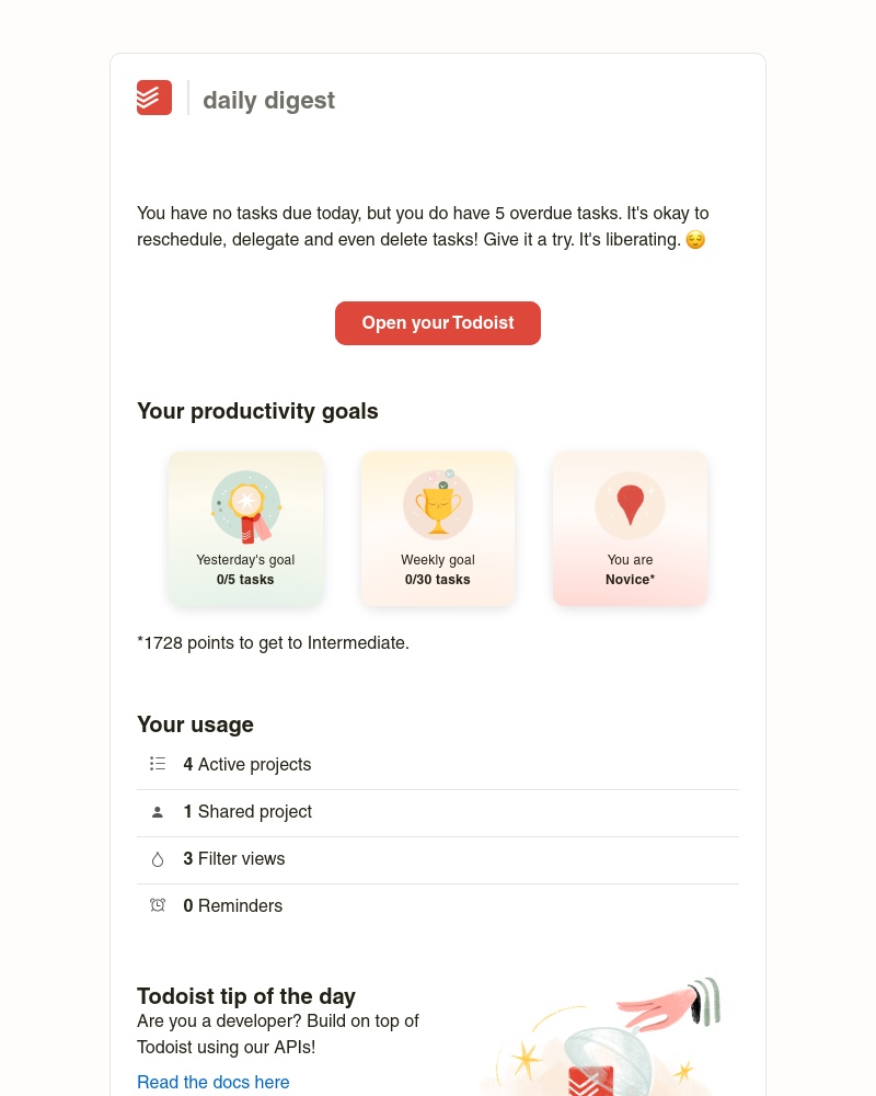 Todoist - Sarah’s task(s) for May 4 2023 → 5 overdue