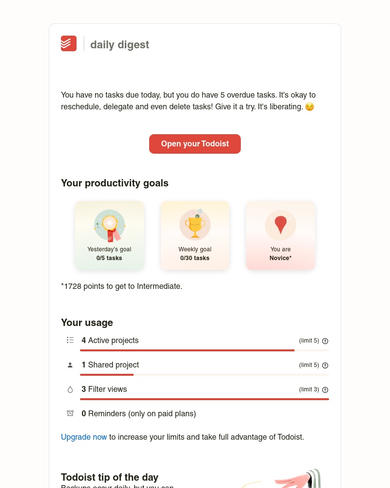 Todoist - Sarah’s task(s) for May 6 2023 → 5 overdue
