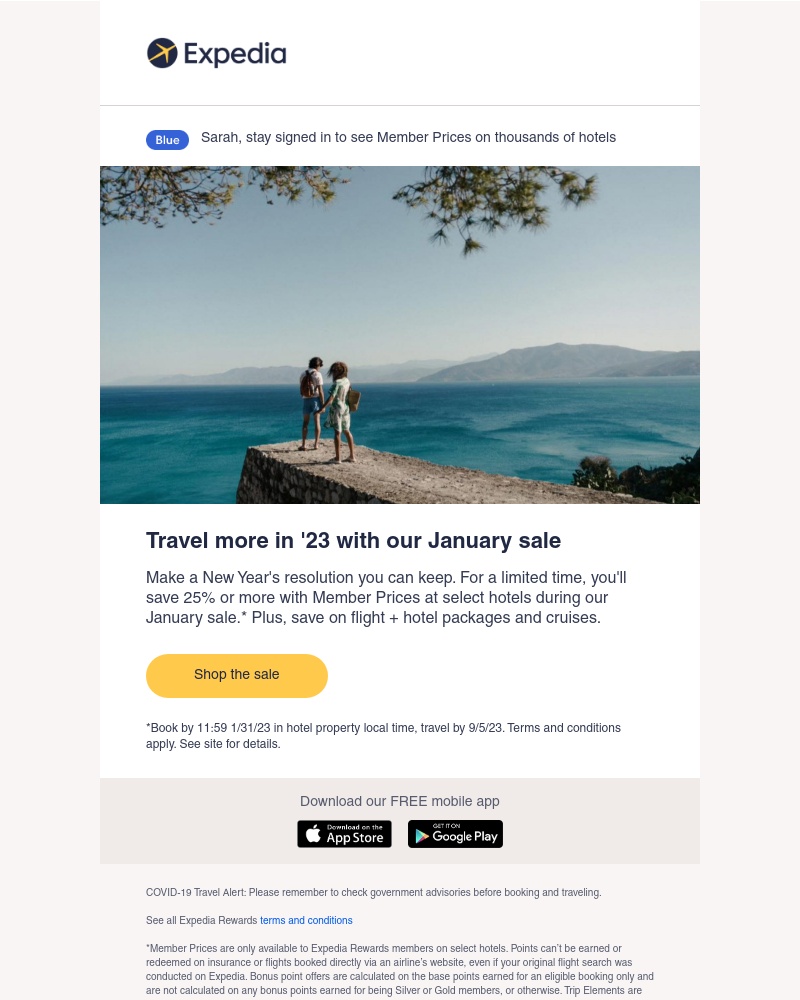 Expedia - Save 25% or more during our January sale