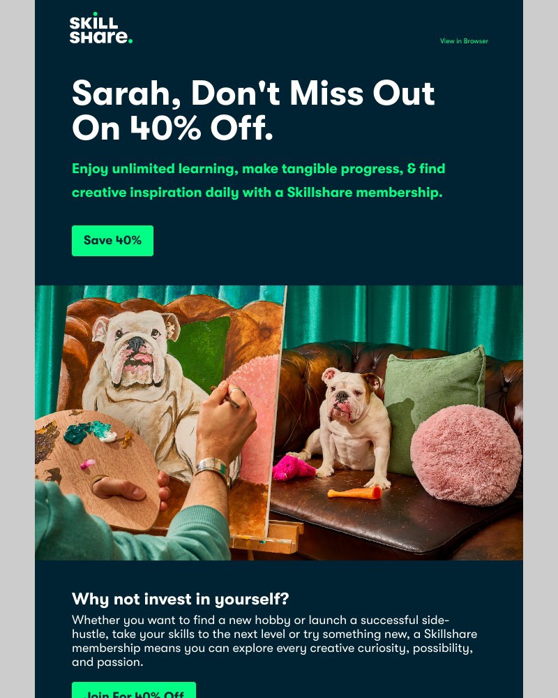 Skillshare - Save 40%: Only 1 Week Left!