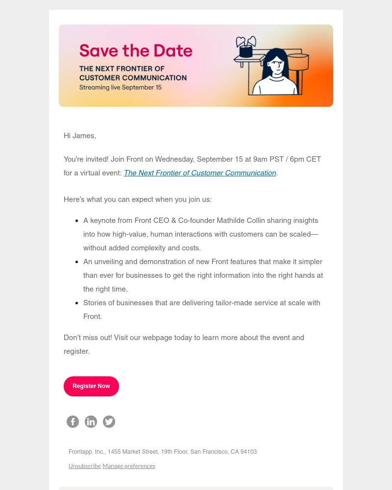 Front - Save the Date: The Next Frontier of Customer Communication, presented by Front