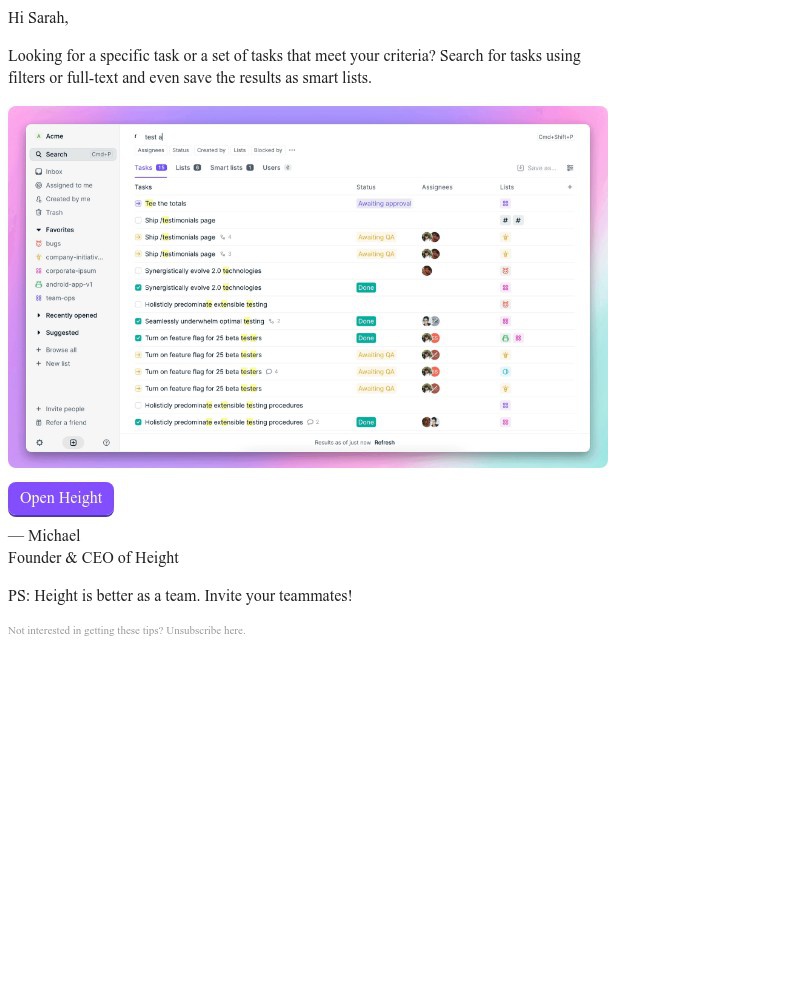 Height - Search for relevant tasks