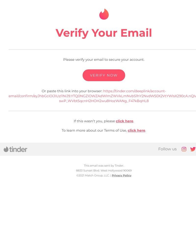 Tinder - Secure Your Tinder Account – Verify Email Address