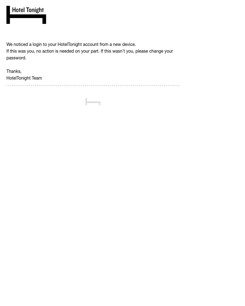 HotelTonight - Security Alert: Login from a new device
