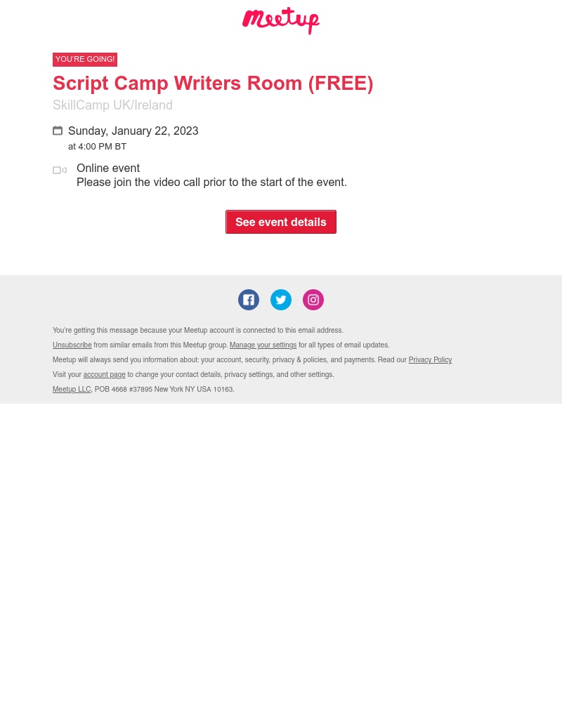 Meetup - See you at: Script Camp Writers Room (FREE)