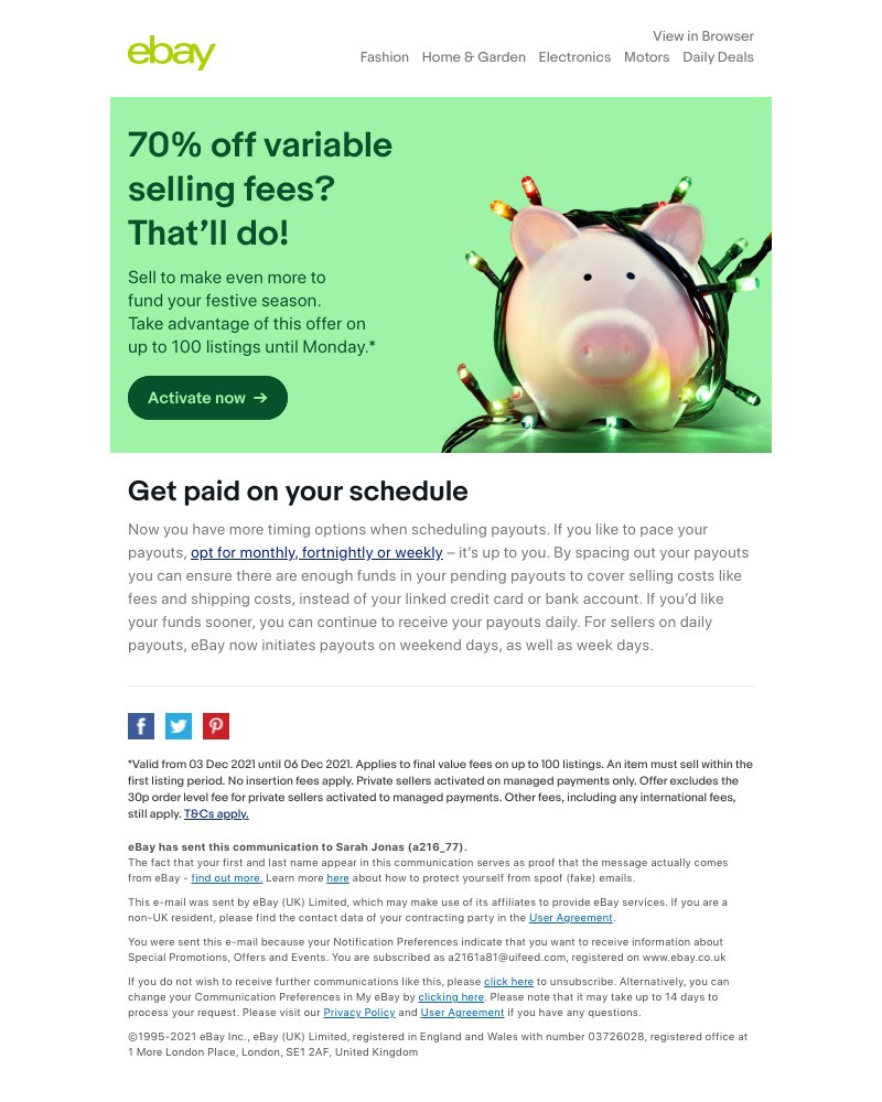 eBay - Sell with 70% off variable selling fees! 💸