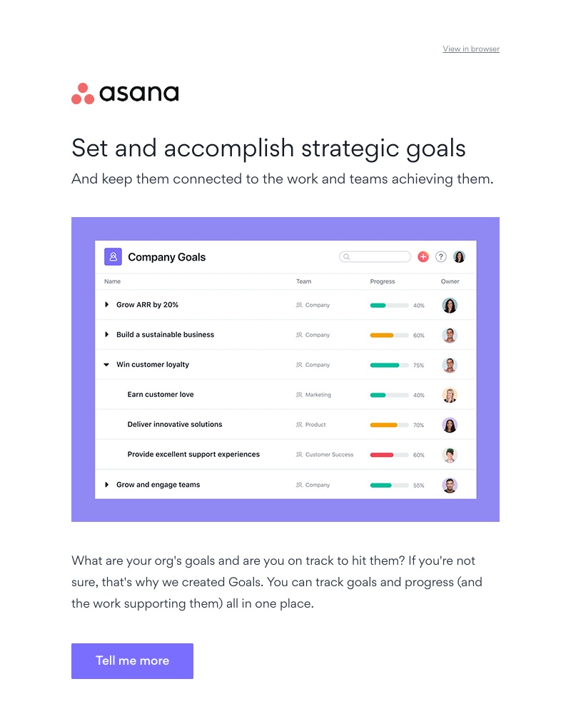Asana - Set and hit goals