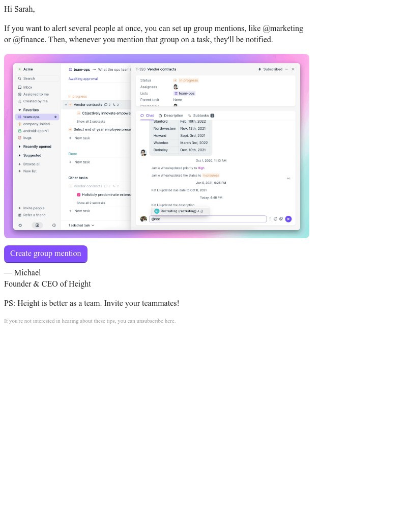 Height - Set up group mentions to notify multiple people at the same time