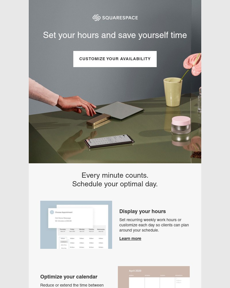 Squarespace Scheduling - Set your availability before someone books you at midnight