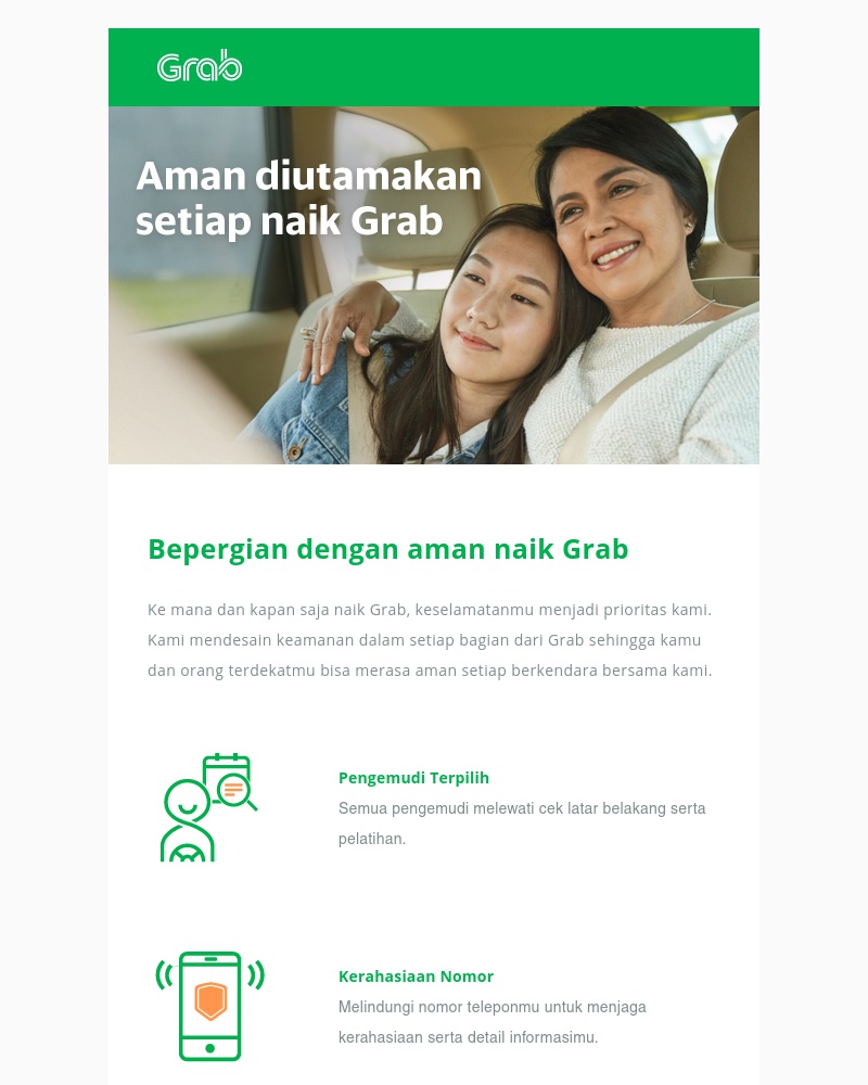 Grab - Setiap perjalanan mengantarmu dengan aman ⛑