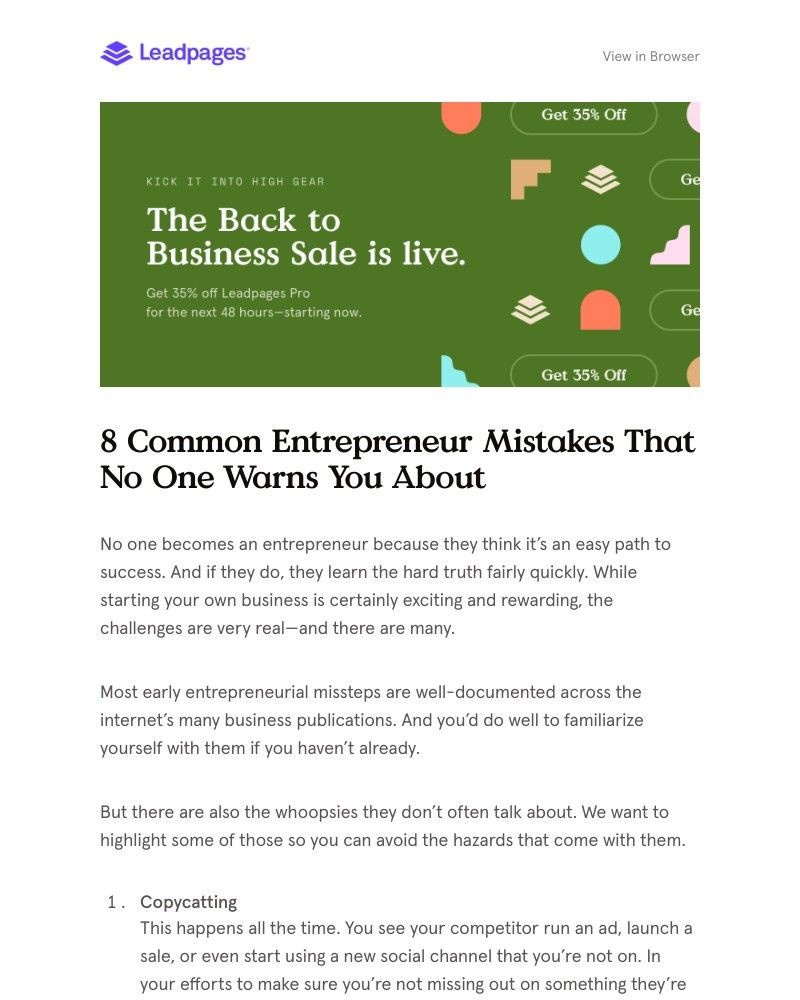 Leadpages - Shall we get back to business?