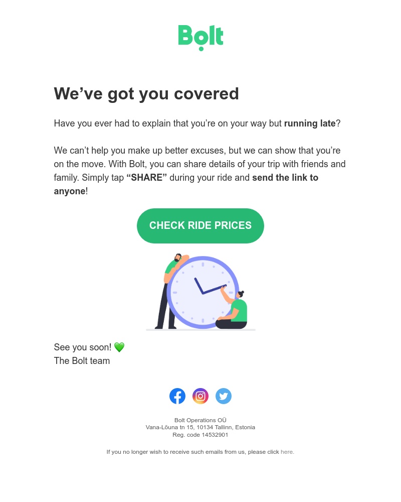 Bolt - Share your arrival time with friends