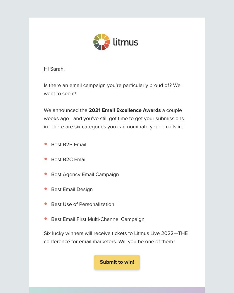 Litmus - Share your most award-worthy emails for a chance to win