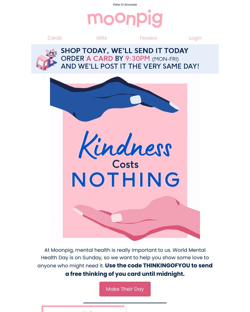 Moonpig - Show you care with a FREE thinking of you card π€ππ