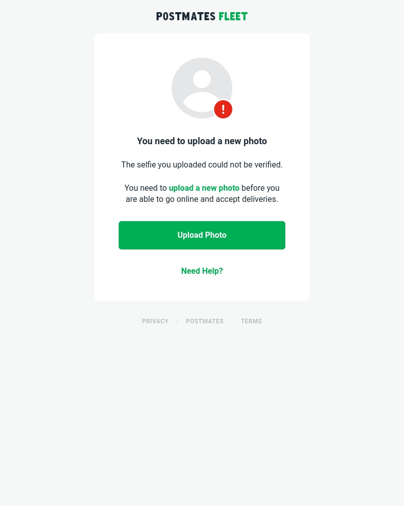 Postmates - Signup Update: You need to upload a new photo
