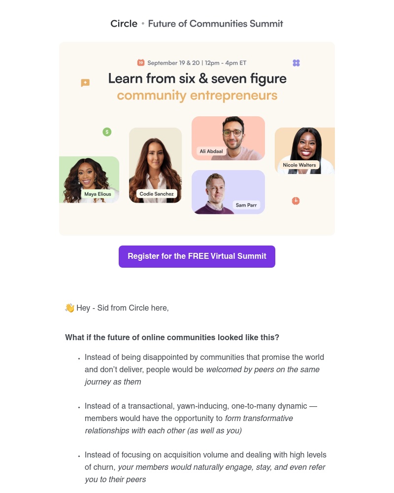 Circle - 👀 Skip the trial and error and learn from experts (FREE summit invite)