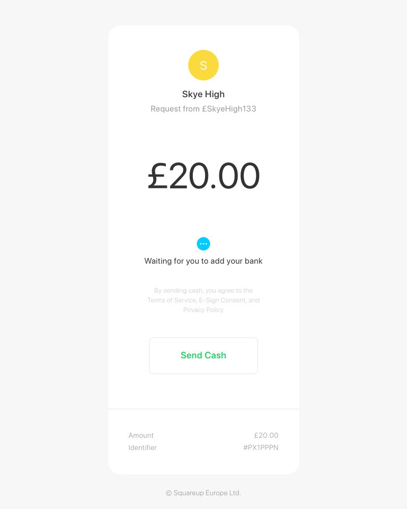 Cash App - Skye High requested £20