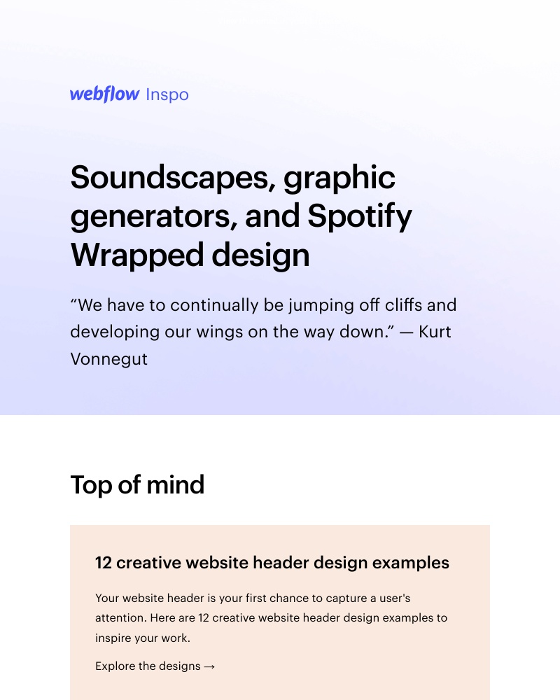 Webflow - Soundscapes, graphic generators, and Spotify Wrapped design πΆ