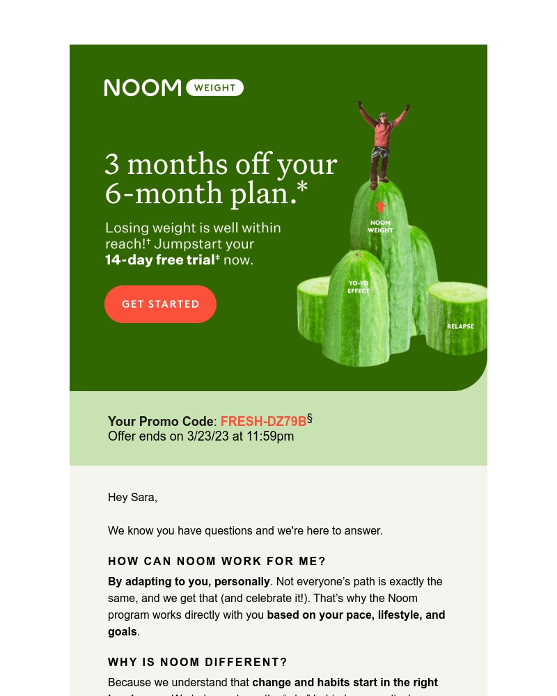 Noom - Start fresh with 3 months off your 6 month plan 💪