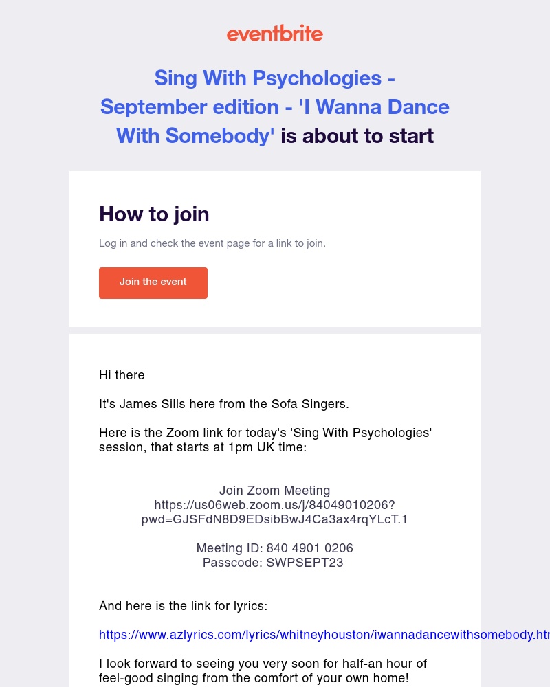 Eventbrite - Starting Now! Sing With Psychologies - September edition - 'I Wanna Dance With Somebody'