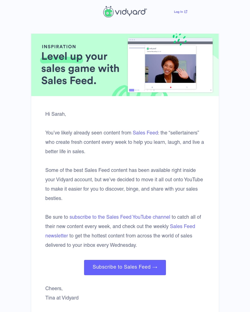 Vidyard - Stay up to date with Sales Feed on YouTube
