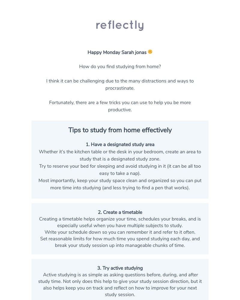 Reflectly - Studying from home? 👩💻