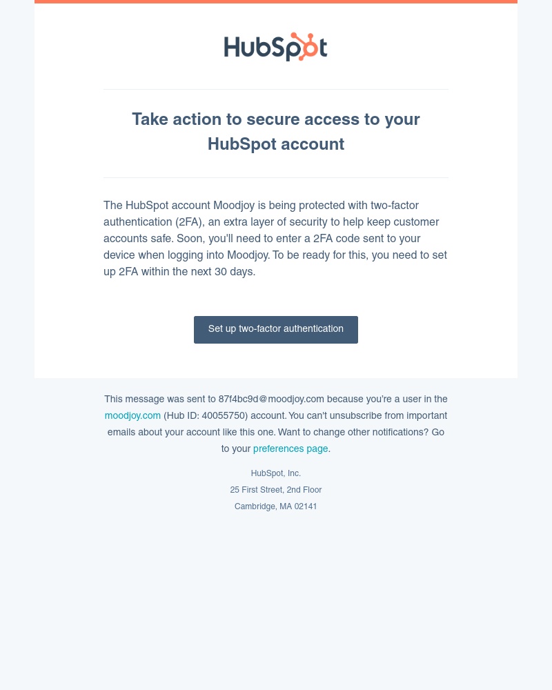 HubSpot CRM - Take action to secure access to your HubSpot account