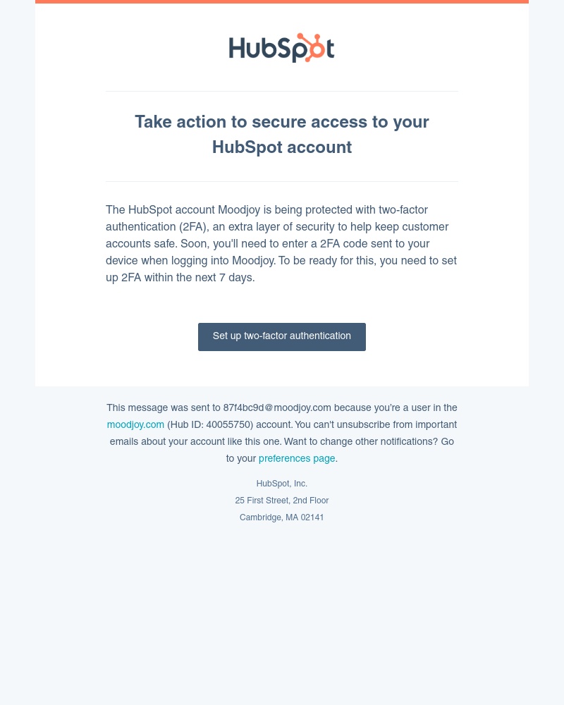 HubSpot CRM - Take action to secure access to your HubSpot account