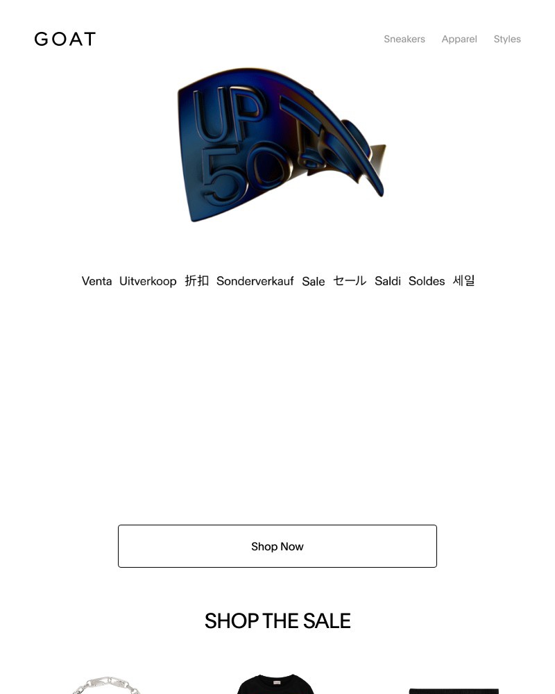 Goat - Take up to 50% off sneakers and apparel