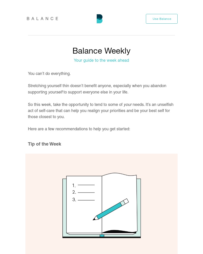 Balance - Taking care of yourself