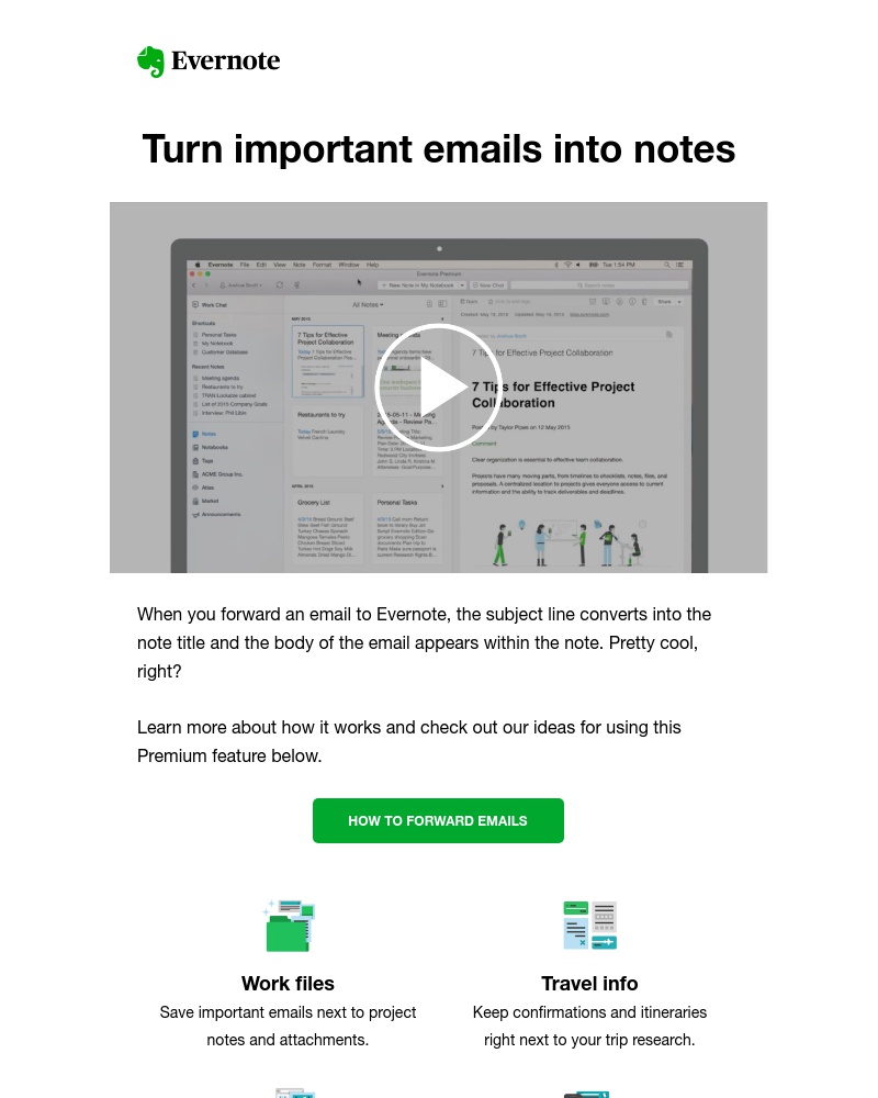 Evernote - Tame your inbox with email forwarding