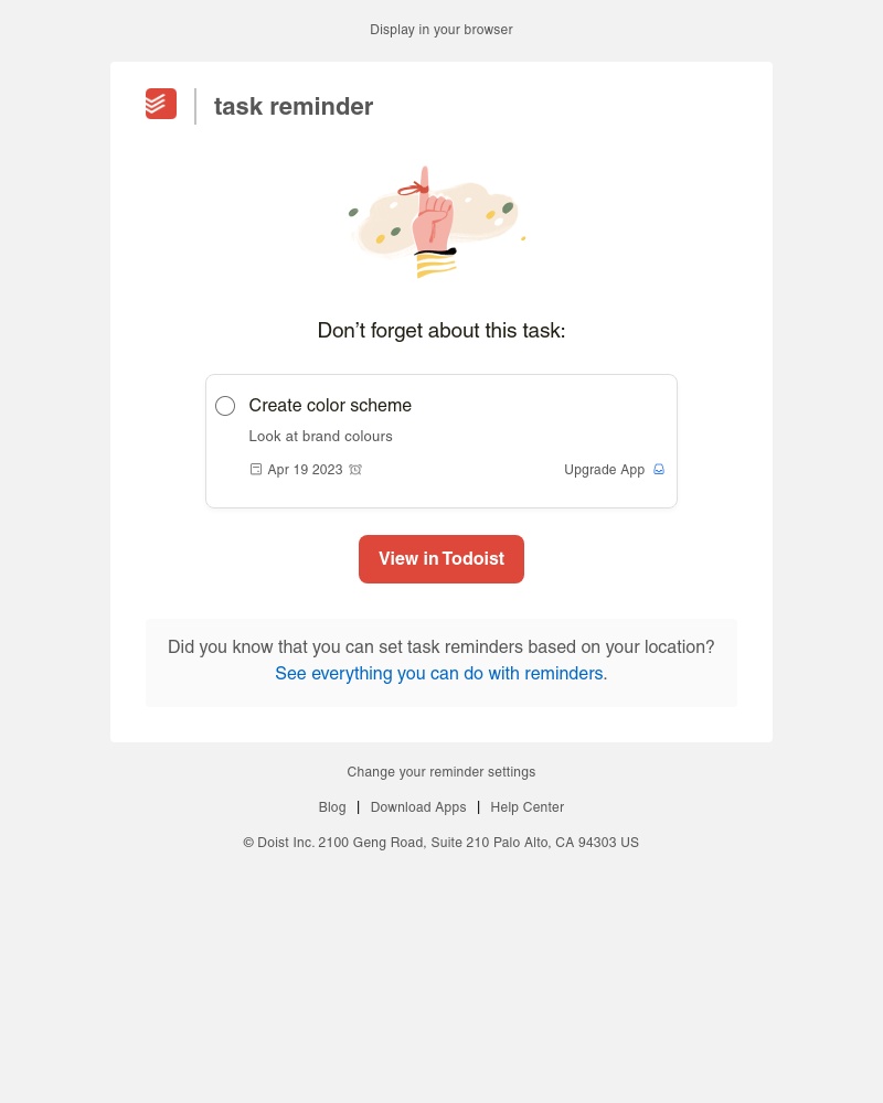 Todoist - Task reminder: “Create color scheme”
