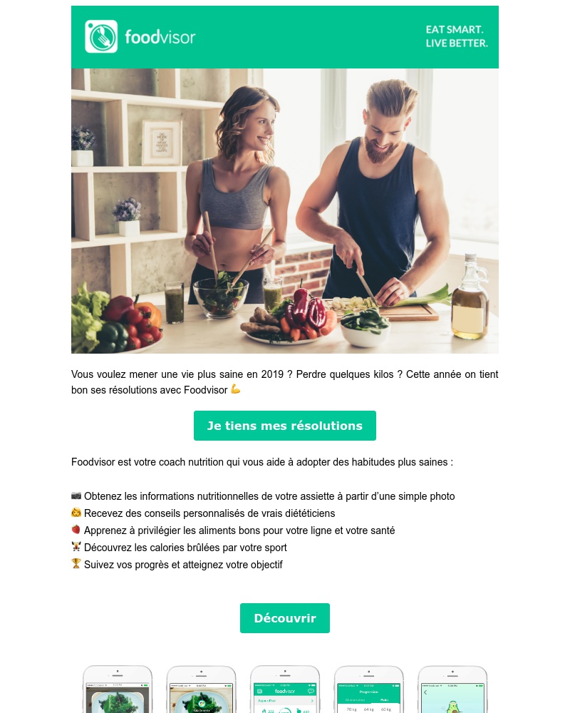 Foodvisor - Tenez vos résolutions saines en 2019 !